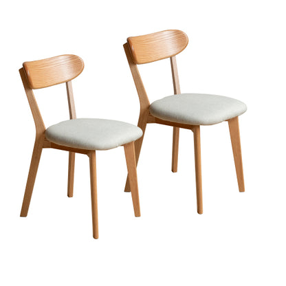 Set of 2 Natural FAS Grade Oak Upholstered Dining Chairs, Removable Washable Cushion 47.5¡Á55.5¡Á78cm