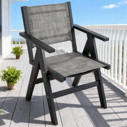 Lounge chair CHARCOAL GREY color, suitable for all seasons: Outdoor lounge chair, made of sturdy HIPS material, equipped with 304 stainless steel accessories.