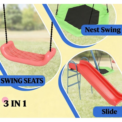 3 in 1 Design Swing Set,Metal Swing Set