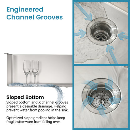 Stainless Steel Kitchen Sink, 33″x19″ Drop In Single Bowl, Undermount Handmade Sink in Brushed Nickel, with US Standard Drain and Hook