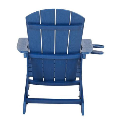 Lounge chair dark blue color, suitable for all seasons: Outdoor lounge chair, made of sturdy HIPS material, equipped with 304 stainless steel accessories.