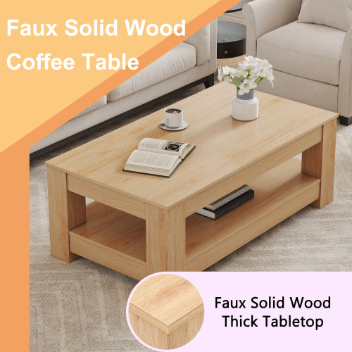 Double-Layer MDF Coffee Table, 250lbs Load Capacity