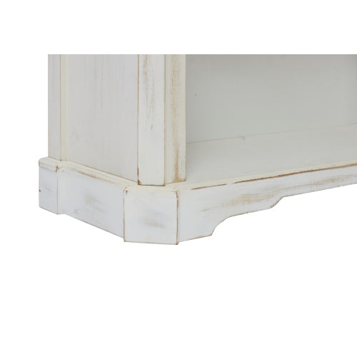 65-Inch Antique White 4-Tier Tall Bookcase for Living Room Office