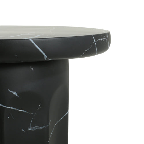 Outdoor Lightweight Concrete Black Marble Effect Side Table,Living Room Mgo End Table