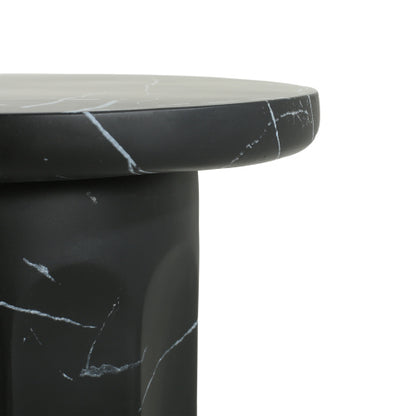 Outdoor Lightweight Concrete Black Marble Effect Side Table,Living Room Mgo End Table