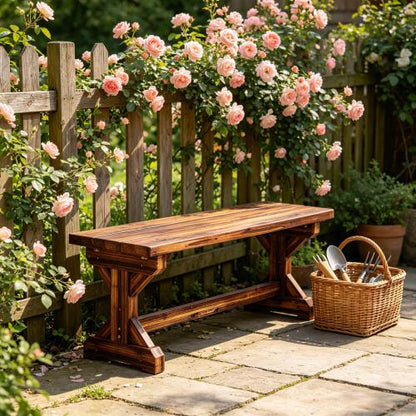 Backless Park Bench,Patio Loveseat,Outdoor Wooden Bench