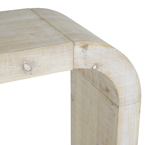52 inch Wood Console Table with Curved Edge, Natural Texture, Perfect for Entryways and Living Rooms
