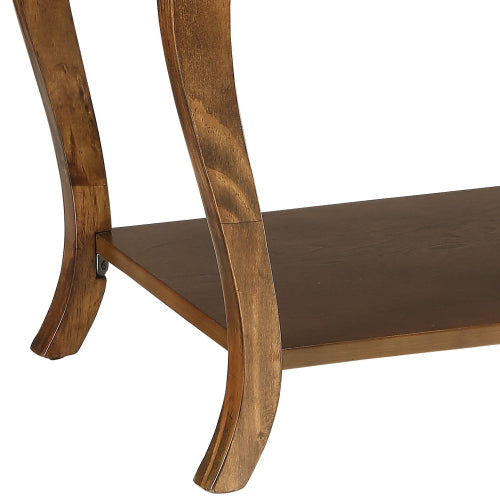 Walnut Square Accent Table 2 Tier Open Storage Cabriole Legs Design