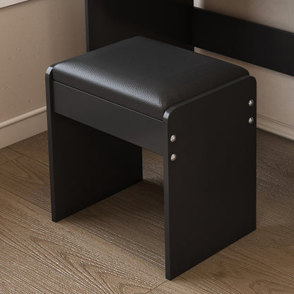 Black Modern Vanity Desk Set, Extra Large 30.3 inch *19.3 inch  LED Mirror, 5 Drawers, Power Outlet & Hair Dryer Holder