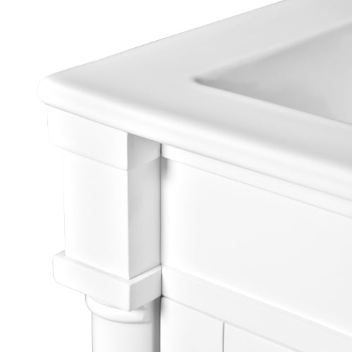 18-Inch Modern Bathroom Vanity with Sink, Modern Bathroom Storage Cabinet with Door, Freestanding Small Space Bathroom Cabinet, Single Sink Cabinet with Adjustable Shelf, White