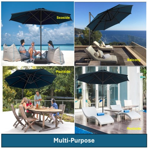 10 Ft Blue Square Large Cantilever Patio Umbrella with 360° Rotation & Tit Adjustment and Heavy Duty Offset Polyester Canopy Deck Umbrella without base.