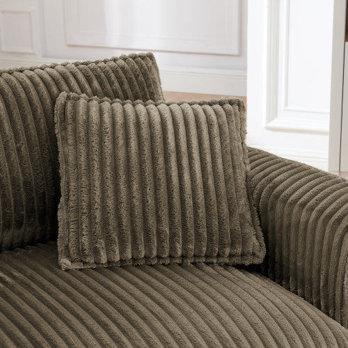 Brown Retro Corduroy Ergonomic Lazy Single Sofa Chair with Dual Armrests