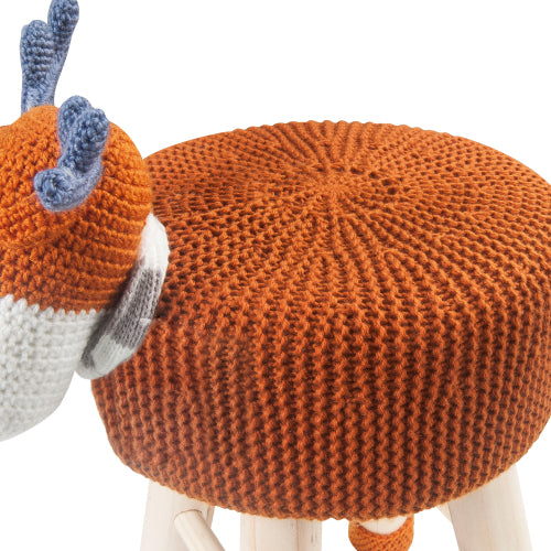 Deer Ottoman Stool Cute Animal Foot Stool Kids Seat with Solid Wood Legs