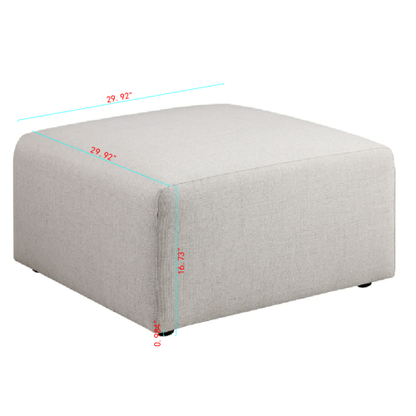 Beige Chenille Square Ottoman 29.92 inchx29.92 inch, Fully Assembled Multiuse Footrest for Living Room
