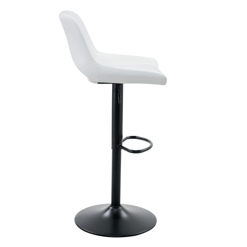 Modern Swivel Adjustable Bar Stools Set - 2 Pack, White PU Material, with Footrest, Holds Up to 250 lbs, Suitable for Home Bars and Kitchen Islands