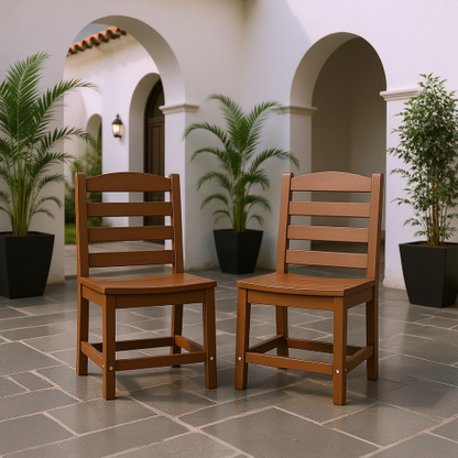 Brown Armless Outdoor Chairs – HDPE Material set of 2