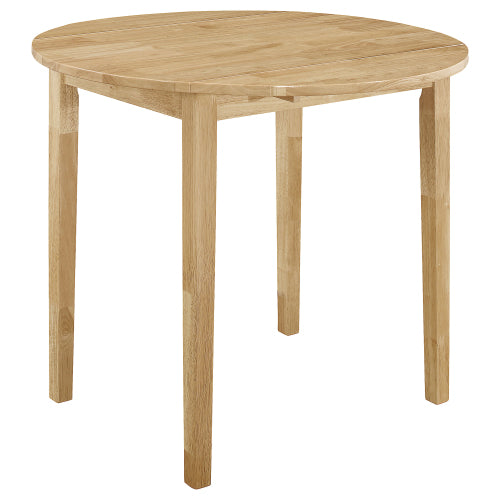 3-Piece Natural Dining Set with Drop Leaf Table and Tan Chairs