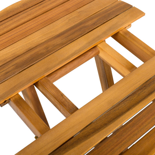 NO INSTALLATION REQUIRED, FOLDABLE AND ADJUSTABLE OUTDOOR ACACIA WOOD SIDE TABLE (TEAK FINISH)