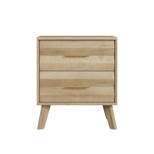 Oak 2-Drawer Medieval Modern Nightstand