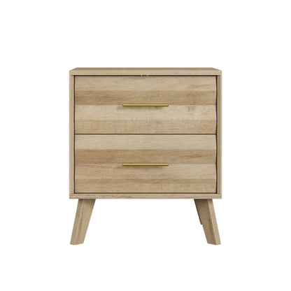 Oak 2-Drawer Medieval Modern Nightstand