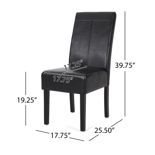 T-Stitch PU Leather Dining Side Chairs, Set of 2, Black