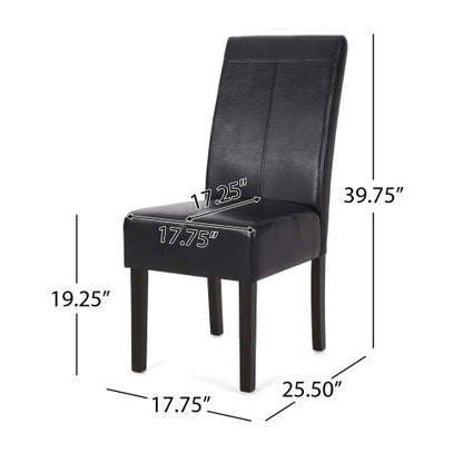 T-Stitch PU Leather Dining Side Chairs, Set of 2, Black