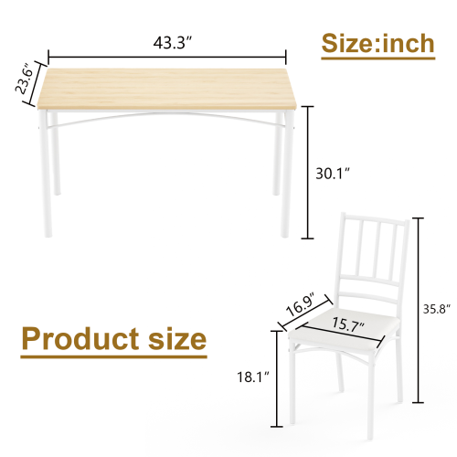 5-Piece Industrial Dining Set, Table & 4 PU Benches