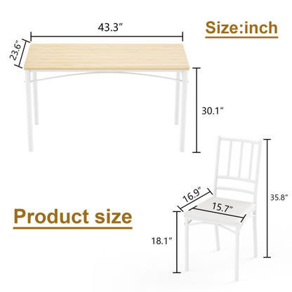 5-Piece Industrial Dining Set, Table & 4 PU Benches