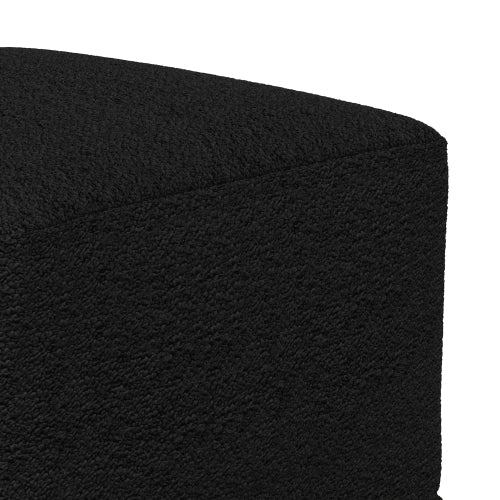 24 Inch Square Black Boucle Ottoman Pouf Footrest Accent Stool