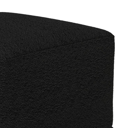 24 Inch Square Black Boucle Ottoman Pouf Footrest Accent Stool