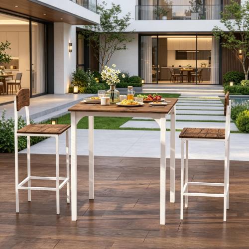3-Piece Bistro Dining Set with Square Table and 2 Stools for Small Spaces