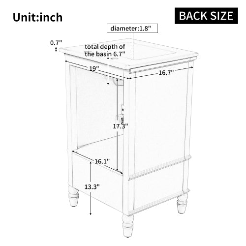 20" Bathroom Vanity with Sink, Bathroom Cabinet with Two Doors, Magnetic Door Stopper and Adiustable Foot Pads, A Drawer, White