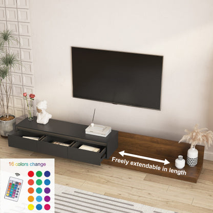 Modern Wooden LED TV Stand 16 RGB Light Modes Large Storage Media Console for Living Bedroom