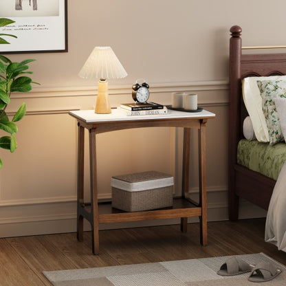 Retro Reddish Brown Slim Slate Side Table Nightstand