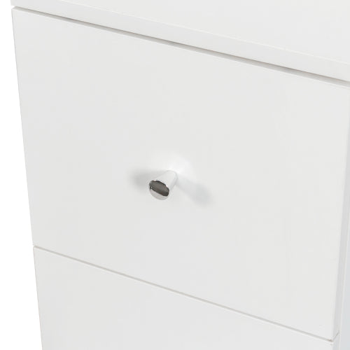Tall Display Storage Cabinet with Shelves and Side Drawers
