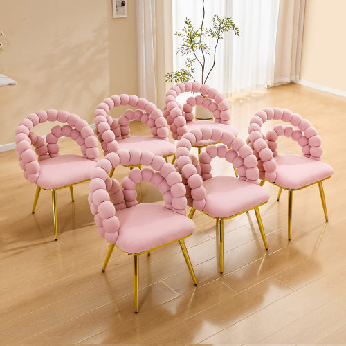 2 Piece Contemporary Velvet Dining Chairs, Bubble Back Accent Chairs with Gold Tapered Metal Legs