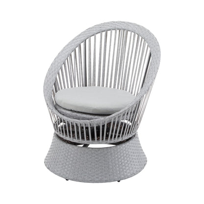 26.7" Modern Silver Swivel Wicker Lounge Chair with xianRattan and Iron Frame,