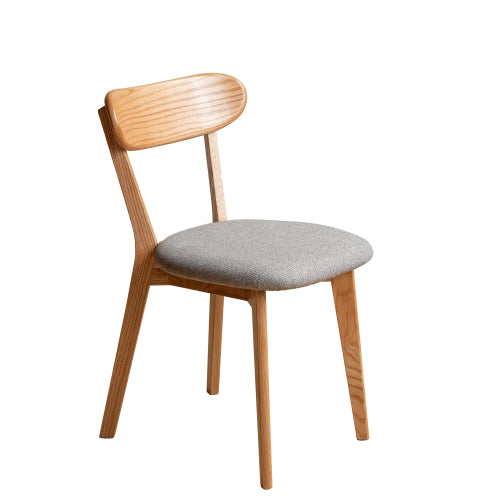 Set of 2 Natural Tone FAS Grade Oak Upholstered Dining Chairs, Removable Washable Cushion 47.5¡Á55.5¡Á78cm