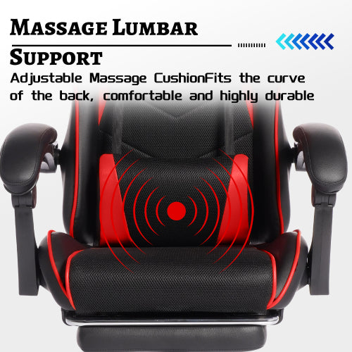 E-sports Gaming Chair Sports Car Driving Seat PU Material Moulded Sponge Comfortable and Safe With Massage Red