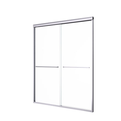 56"-60"W*72" H Semi-Frameless Double Sliding Shower Door, Bypass Shower Door, 1/4" (6mm) Thick SGCC Tempered Glass Door, Chrome