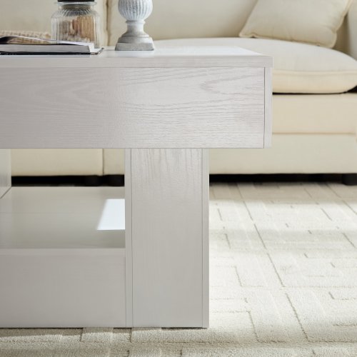 Rustic Square Coffee Table with Scalloped Edges