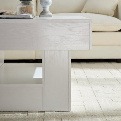 Rustic Square Coffee Table with Scalloped Edges