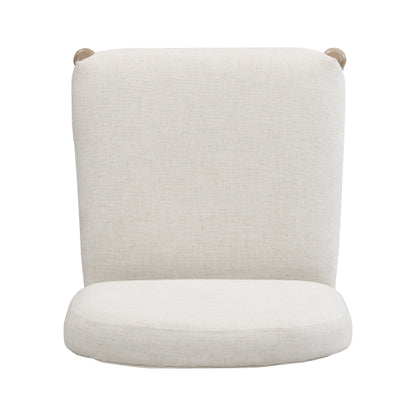 Armless Upholstered Rubberwood Dining Chairs, Set of 2, Beige/Light Ash