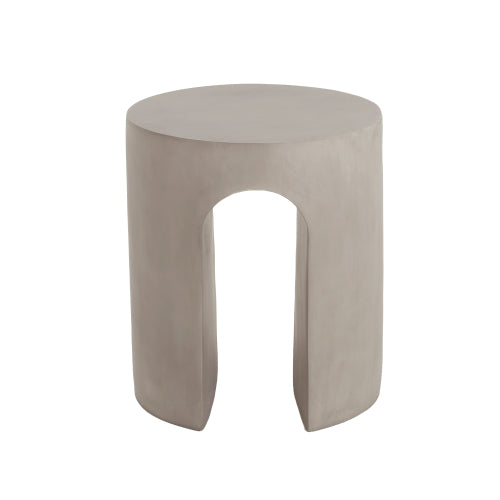 Outdoor MGO Round with U-Shape Side Table, Light Grey