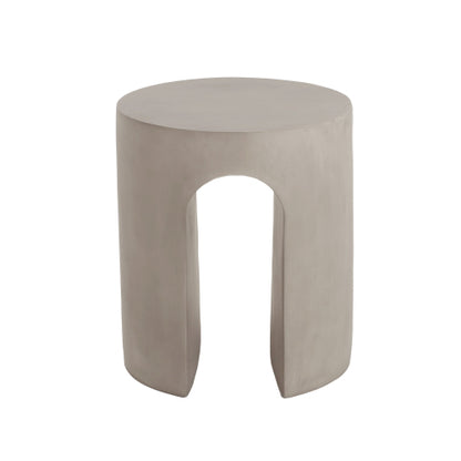 Outdoor MGO Round with U-Shape Side Table, Light Grey