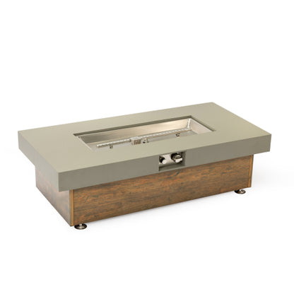 48_inch Iron Fire Pit Table with Wood Grain