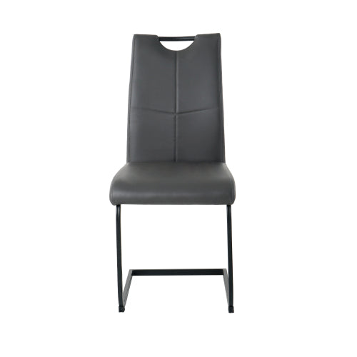 PU Upholstered Dining Chairs with Metal Legs, Set of 2, Charcoal/Gray