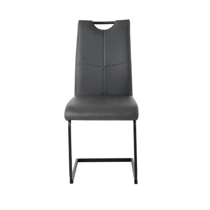 PU Upholstered Dining Chairs with Metal Legs, Set of 2, Charcoal/Gray