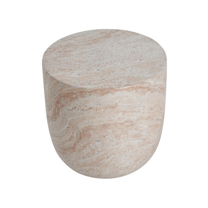 Outdoor/Indoor Lightweight Concrete Side Table,Travertine Finish