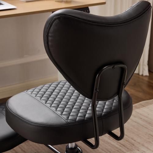 Upgraded Ergonomic Cross Legged Swivel Chair, Adjustable Height and PU Leather, Meditation& ADHA Chair with Back Support, Home and Office,Yoga Chair, Black